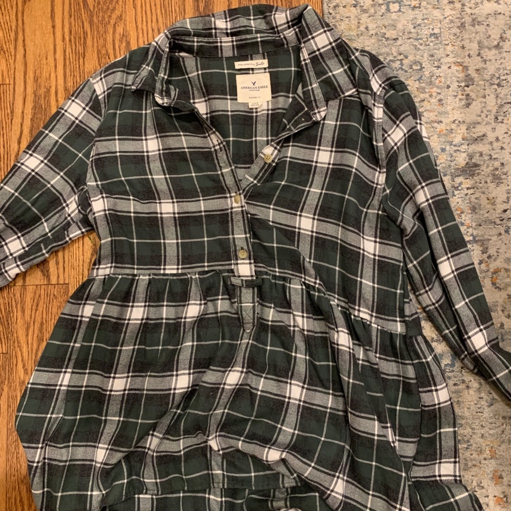 American Eagle Flared Flannel Top